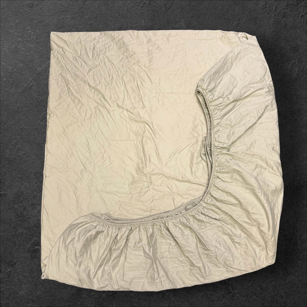 Brooklinen King Fitted Sheet 100% Cotton Percale Sage Green FTD-K134S